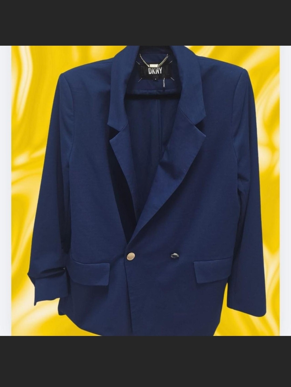 DKNY Navy Blue Double-Breasted Sport Coat